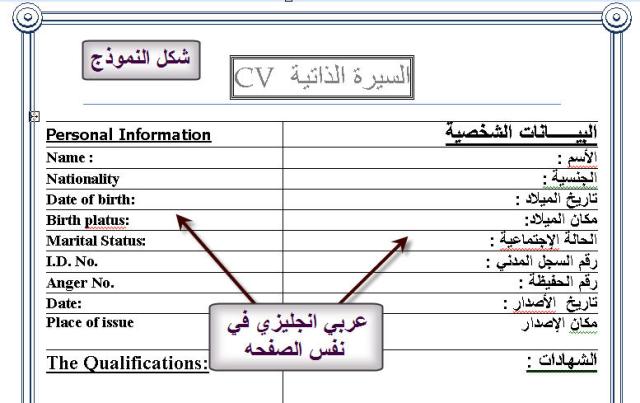 نموذج لسيرة ذاتية